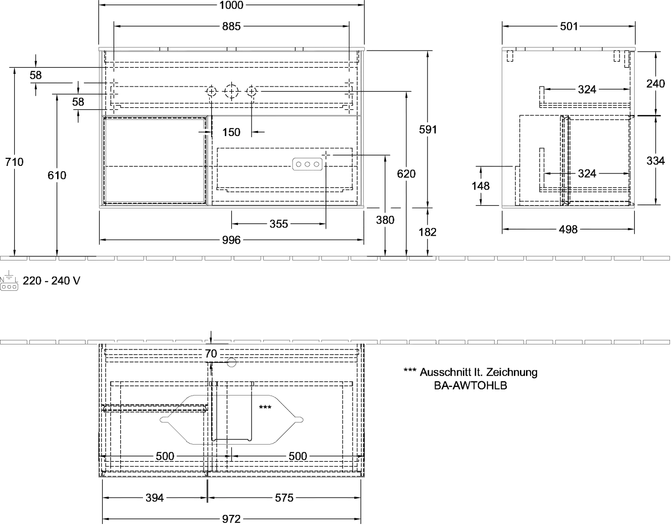 Villeroy & Boch Waschtischunterschrank „Finion“ für Schrankwaschtisch 1000 × 603 × 501 mm Olive Matt Lacquer, mit Hahnlochbohrung, für Becken mittig Villeroy & Boch Waschtischunterschrank „Finion“ für Schrankwaschtisch 1000 × 603 × 501 mm Olive Matt Lacquer, mit Hahnlochbohrung, für Becken mittig