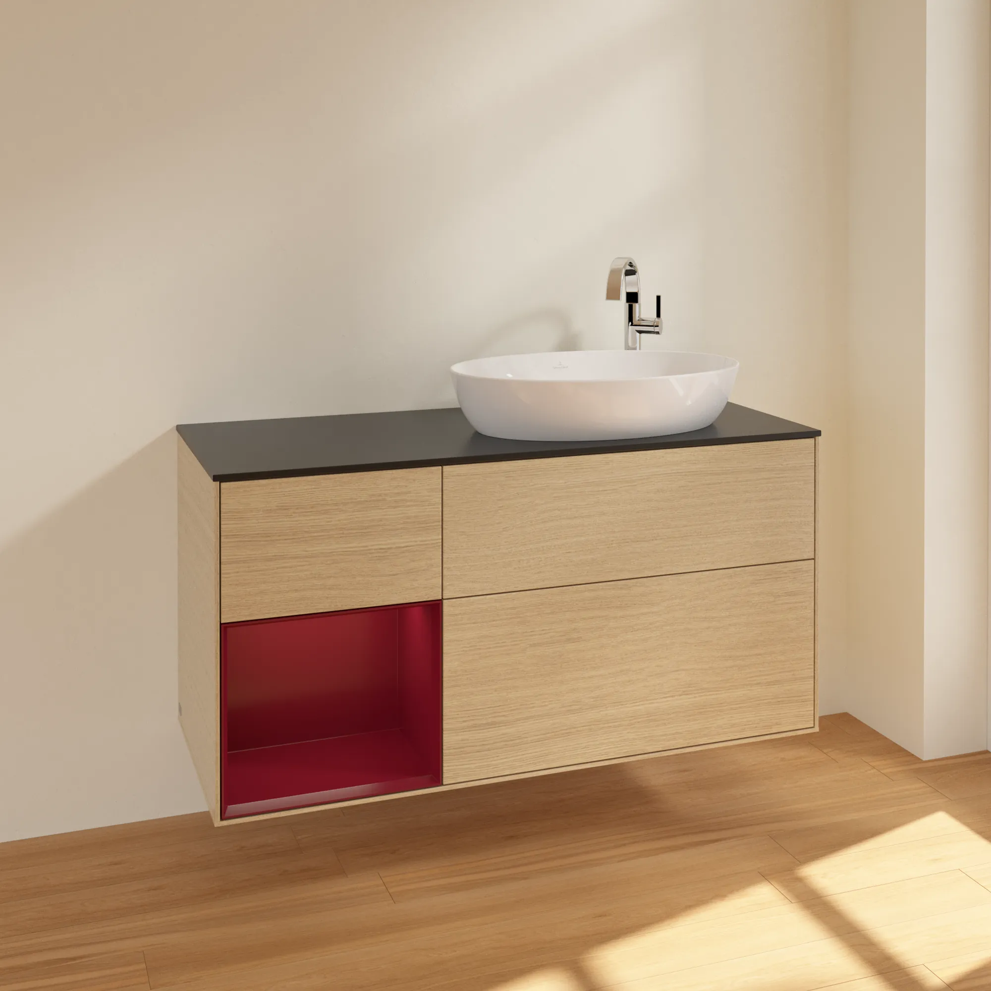 Villeroy & Boch Waschtischunterschrank „Finion“ für Schrankwaschtisch 1200 × 603 × 501 mm Oak Veneer, für Becken rechts, mit Hahnlochbohrung Villeroy & Boch Waschtischunterschrank „Finion“ für Schrankwaschtisch 1200 × 603 × 501 mm Oak Veneer, für Becken rechts, mit Hahnlochbohrung