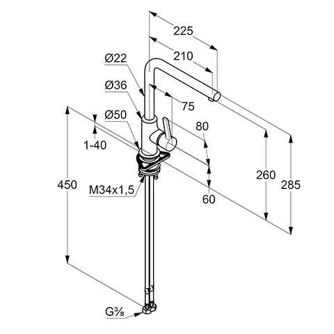 Kludi L-INE S ECO Spültisch-EHM mattschwarz Kludi L-INE S ECO Spültisch-EHM mattschwarz