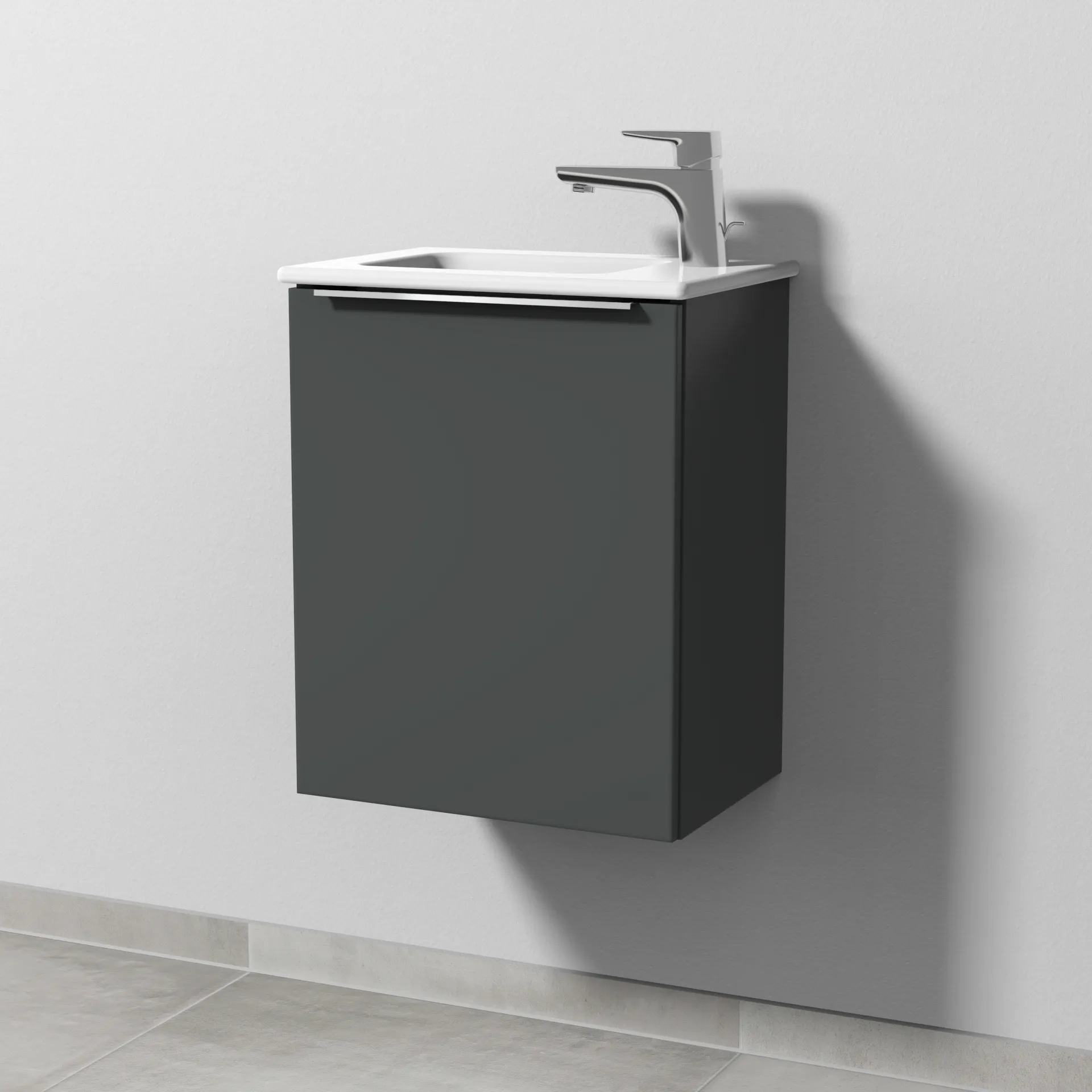 Sanipa Waschtischunterschrank „3way“ 410 × 513 × 293 mm in Anthrazit (matt), Anschlag links Sanipa Waschtischunterschrank „3way“ 410 × 513 × 293 mm in Anthrazit (matt), Anschlag links