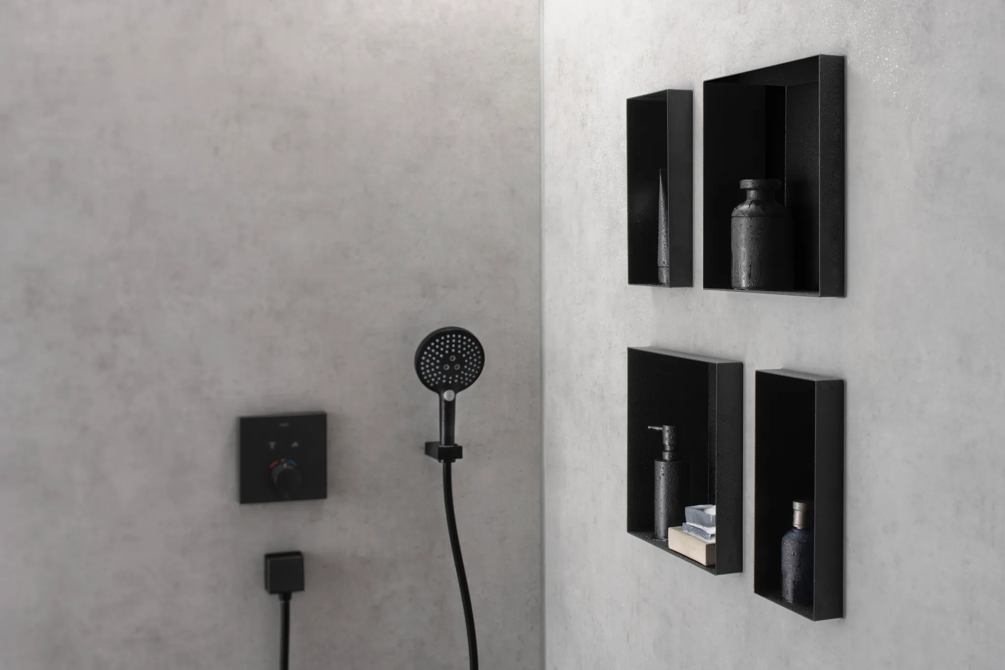 Hansgrohe XtraStoris Minimalistic Wandnische rahmenlos 300⁄300⁄140, Mattschwarz Hansgrohe XtraStoris Minimalistic Wandnische rahmenlos 300⁄300⁄140, Mattschwarz