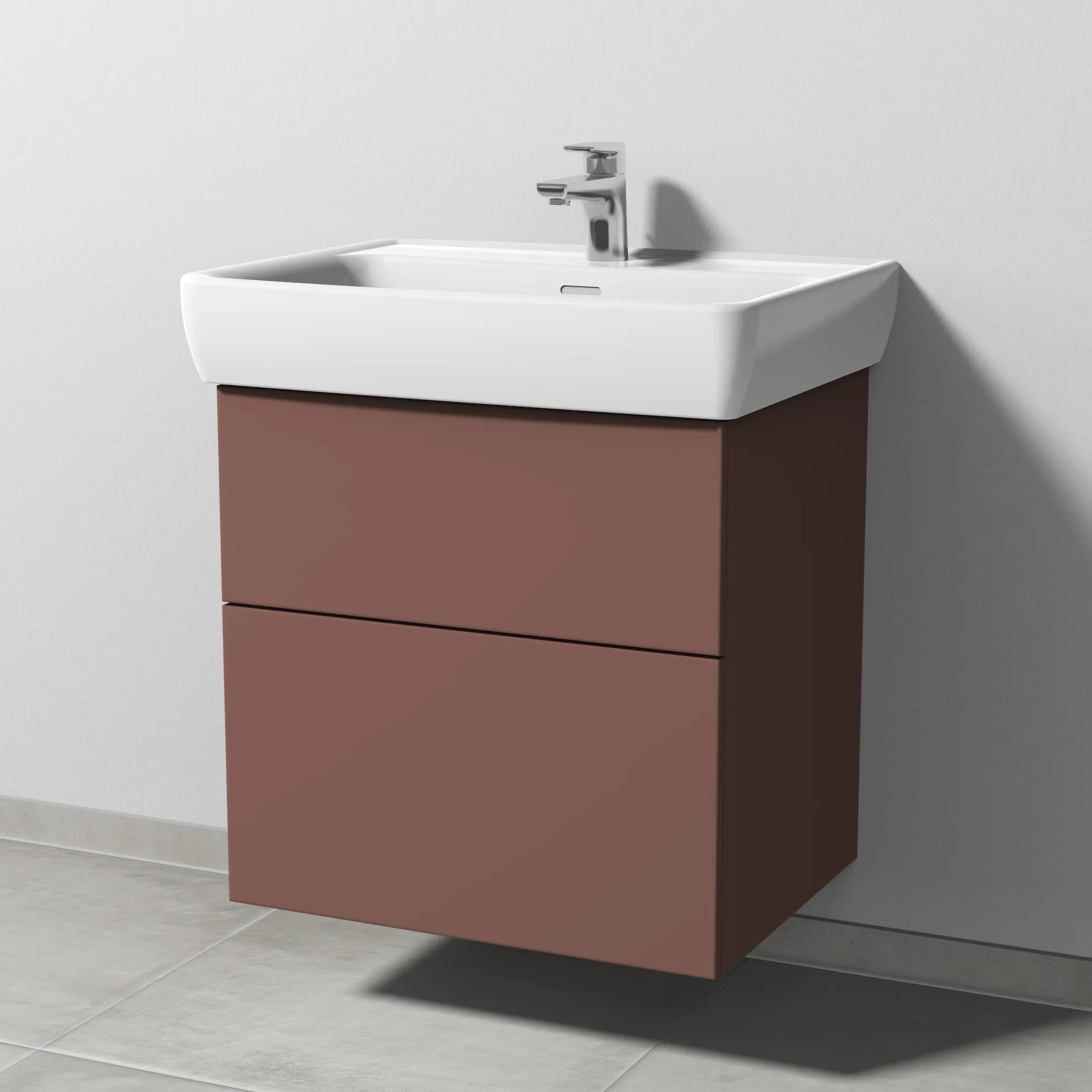 Sanipa Waschtischunterschrank „3way“ passend zu Keramik-Waschtische Pro A von Laufen 580 × 588 × 447 mm in Wine-Red
