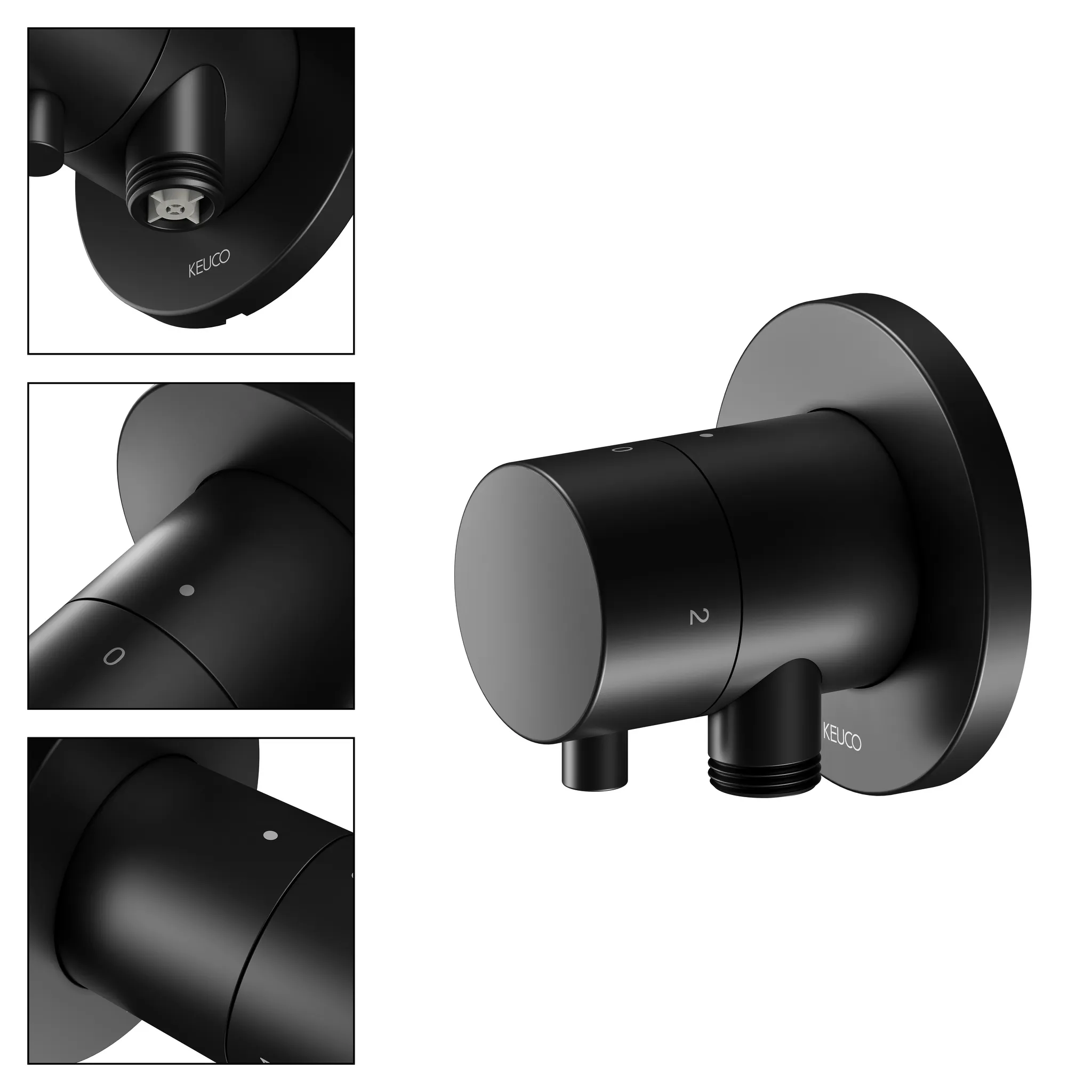 KEUCO IXMO Ab- und Umstellventil Unterputz für 2 Verbraucher mit Schlauchanschluss schwarz matt