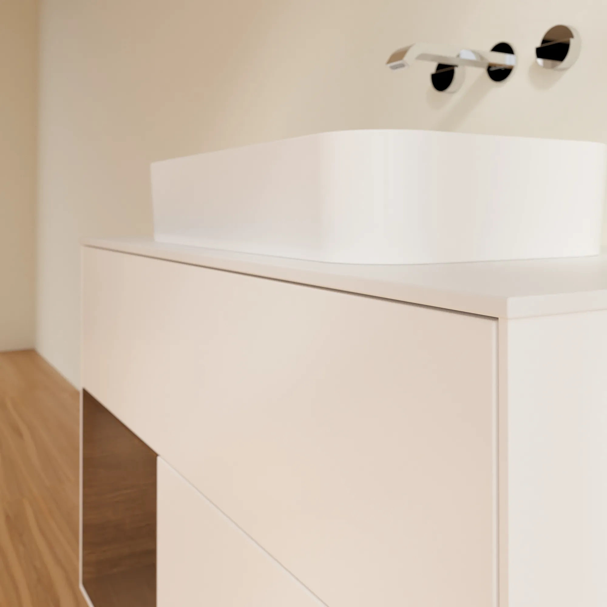 Villeroy & Boch Waschtischunterschrank „Finion“ für Schrankwaschtisch 1000 × 603 × 501 mm White Matt Lacquer, ohne Hahnlochbohrung, für Becken mittig Villeroy & Boch Waschtischunterschrank „Finion“ für Schrankwaschtisch 1000 × 603 × 501 mm White Matt Lacquer, ohne Hahnlochbohrung, für Becken mittig