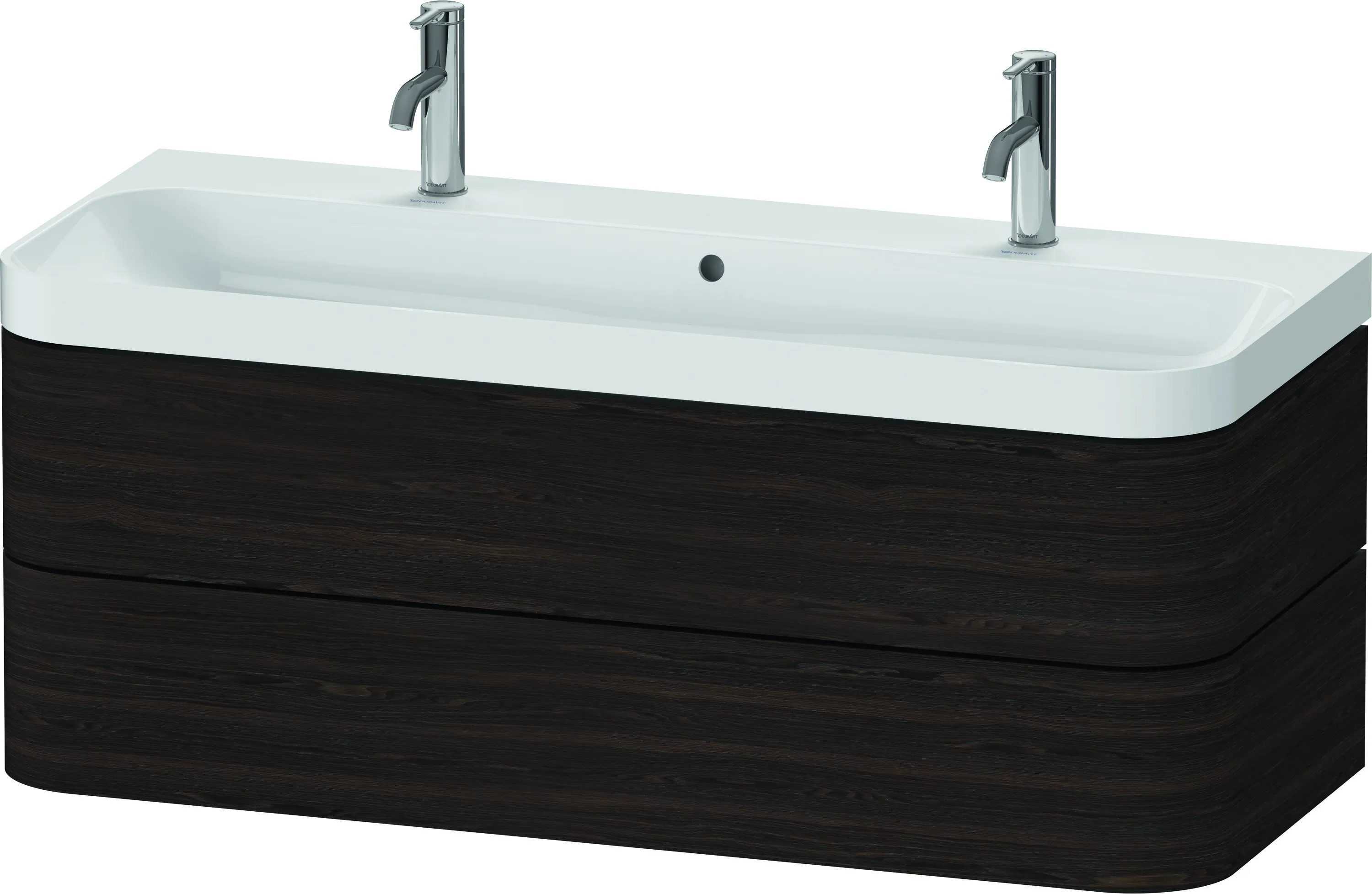 Duravit Waschtischunterschrank c-shaped Set wandhängend „Happy D.2 Plus“ 117,5 × 48 × 49 cm Nussbaum gebürstet Duravit Waschtischunterschrank c-shaped Set wandhängend „Happy D.2 Plus“ 117,5 × 48 × 49 cm Nussbaum gebürstet