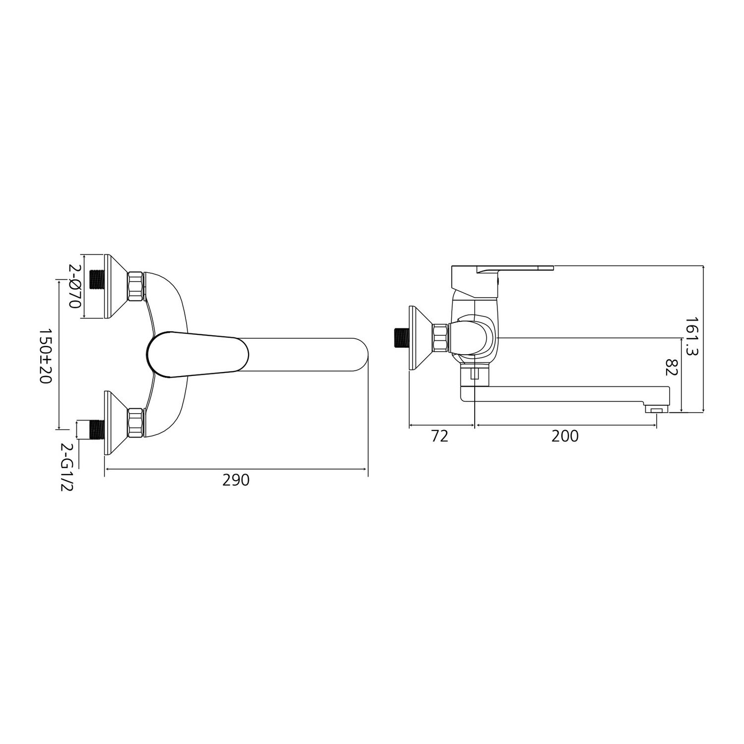 Wandspültisch-Einhandbatterie AqvaBasic I - S-Anschlüsse mit Rosetten - schwenkbarer Auslauf 200 mm - Kartusche mit keramischen Dichtscheiben - Heisswassersperre - Wassermengendurchflussregulierung - chrom Wandspültisch-Einhandbatterie AqvaBasic I - S-Anschlüsse mit Rosetten - schwenkbarer Auslauf 200 mm - Kartusche mit keramischen Dichtscheiben - Heisswassersperre - Wassermengendurchflussregulierung - chrom