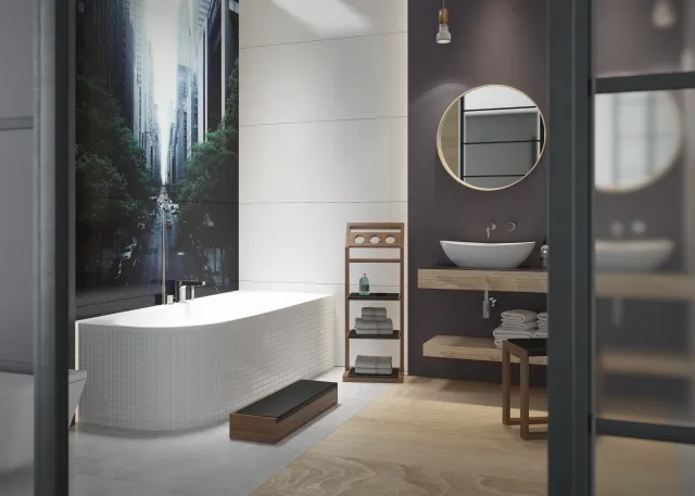 Hoesch Badewanne „iSensi“ eck, asymmetrisch 170 × 75 cm, rechts in Weiß