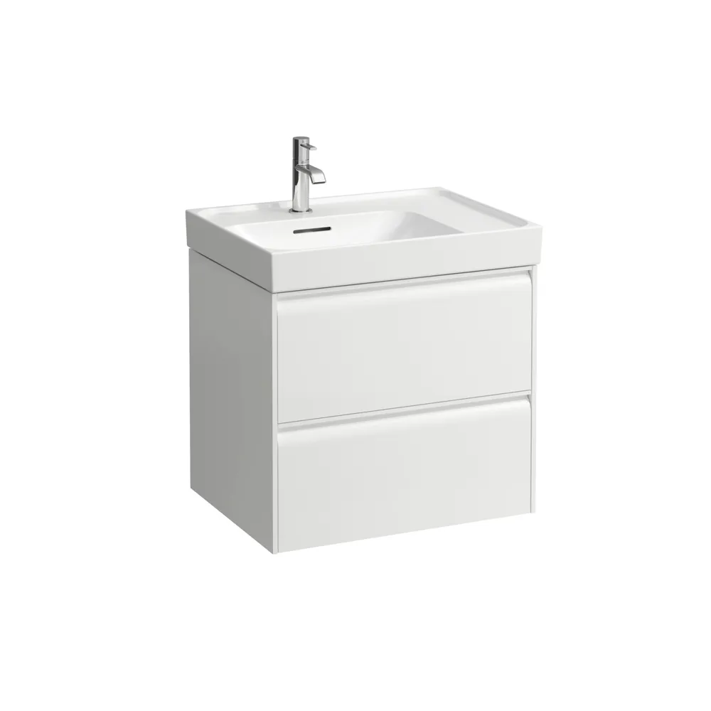 Waschtischunterbau MEDA 448x584x515 2 Schubladen integrierte Griffleiste für Waschtisch H817111 weiß matt