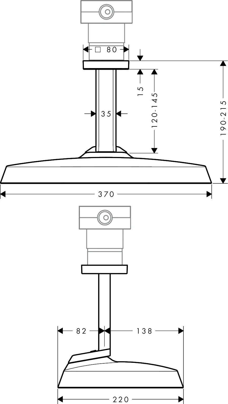 Hansgrohe AXOR ShowerSphere Kopfbrause 370/220 mm, 2jet mit Deckenanschluss, Brushed Bronze