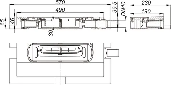 Ablaufgehäuse DallFlex Plan EPS-montiert, DN 40