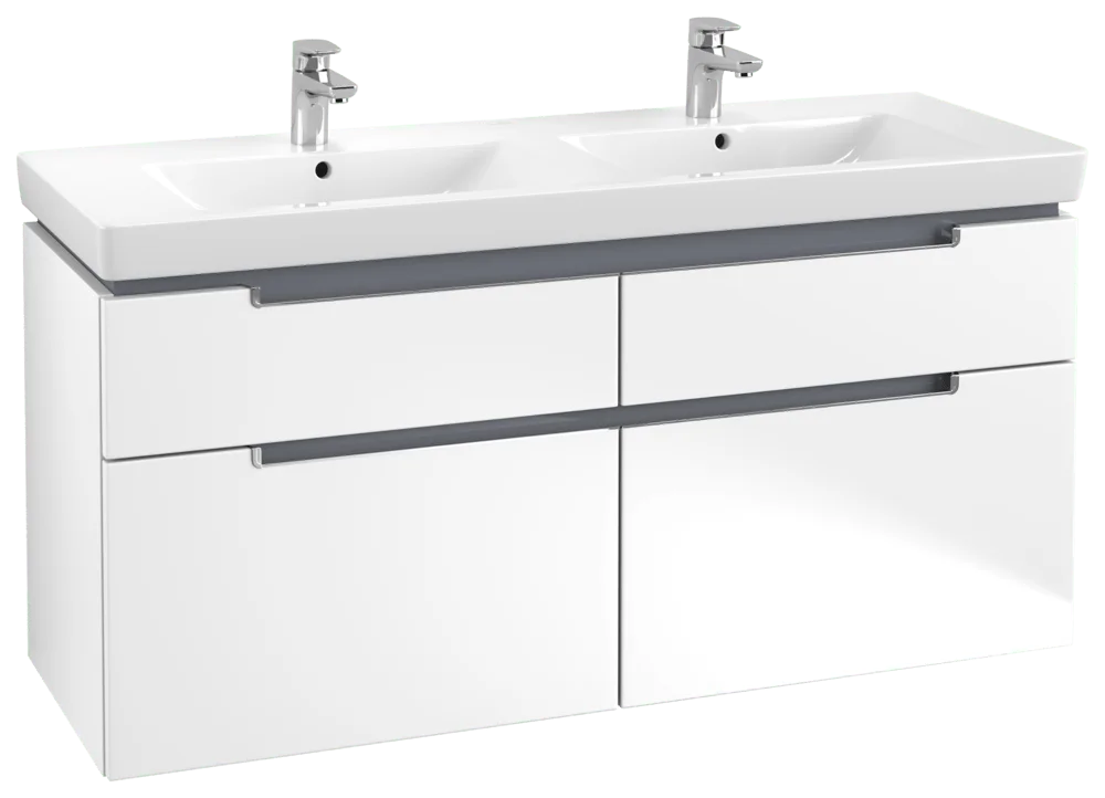 Villeroy & Boch Waschbeckenunterschrank Subway 2.0, eckig, White Matt, 1287 x 590 x 449 mm, 4 Auszüge, mittige Wanneneinbauposition Villeroy & Boch Waschbeckenunterschrank Subway 2.0, eckig, White Matt, 1287 x 590 x 449 mm, 4 Auszüge, mittige Wanneneinbauposition