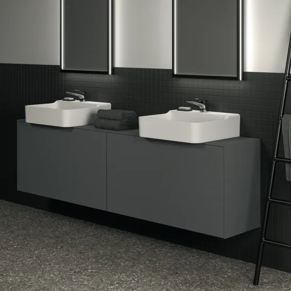 Ideal Standard Waschtischunterschrank „Conca“ 198,7 × 55 × 37,3 cm Anthrazit matt lackiert Ideal Standard Waschtischunterschrank „Conca“ 198,7 × 55 × 37,3 cm Anthrazit matt lackiert