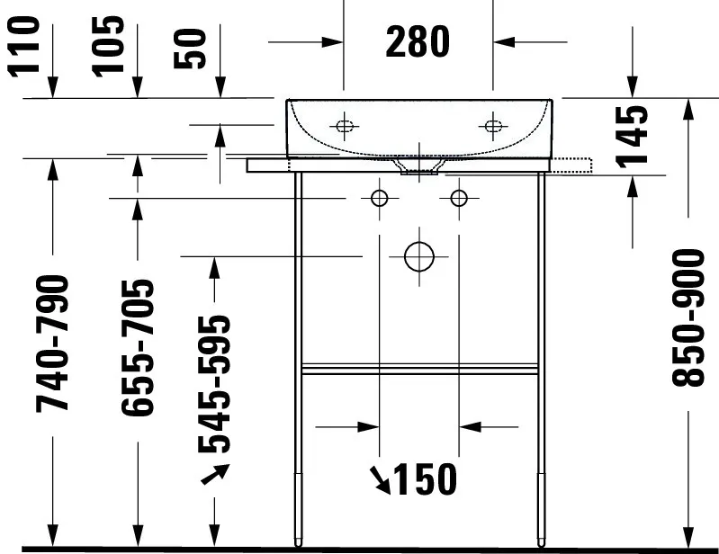 Wandwaschtisch „DuraSquare“, ohne Überlauf