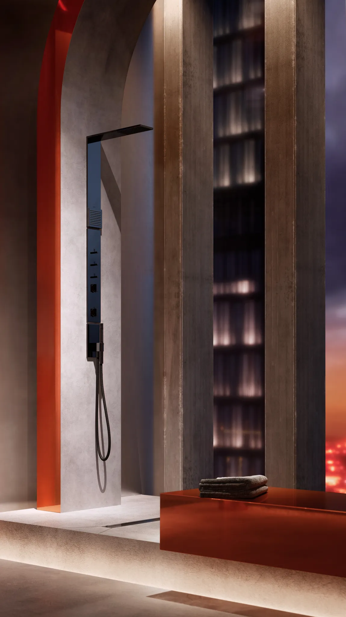 AXOR ShowerComposition Duschpaneel mit Thermostat, Kopfbrause 110/220 1jet und Schulterbrause Chrom