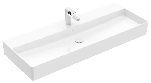 Villeroy & Boch Wandwaschtisch aus TitanCeram geschliffen „Memento 2.0“ 1200 × 470 × 150 mm, mit Hahnlochbohrung, Hahnlochposition mittig in Weiß Alpin Villeroy & Boch Wandwaschtisch aus TitanCeram geschliffen „Memento 2.0“ 1200 × 470 × 150 mm, mit Hahnlochbohrung, Hahnlochposition mittig in Weiß Alpin