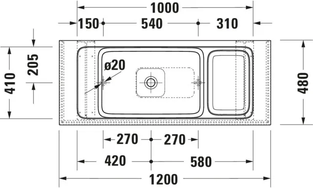 Duravit Aufsatzwaschtisch inkl. Natursteinkonsole „Qatego“ 100 × 41 × 90 cm in Weiß Hochglanz