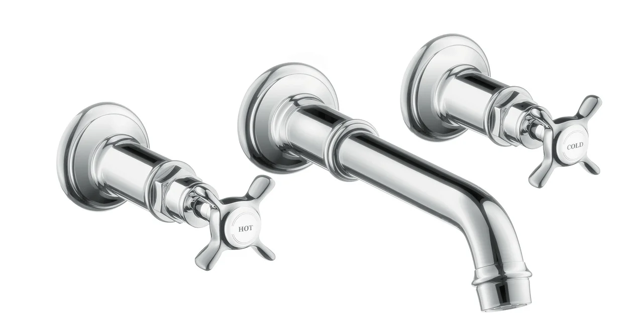 Hansgrohe AXOR Montreux 3-Loch Waschtischarmatur Unterputz, Chrom, Ausladung 225 mm, Kreuzgriff, Normalstrahl Hansgrohe AXOR Montreux 3-Loch Waschtischarmatur Unterputz, Chrom, Ausladung 225 mm, Kreuzgriff, Normalstrahl