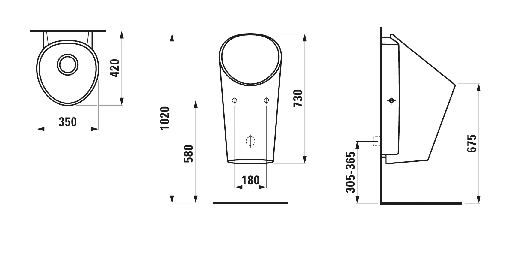 wasserloses Urinal LEMA 420x350x730 ohne Steuerung weiß