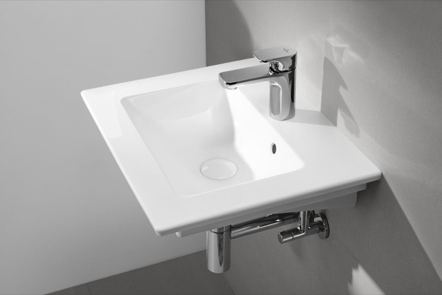 Handwaschbecken „Venticello“, mit Überlauf, mit Hahnlochbohrung 50 × 42 cm in Weiß Alpin