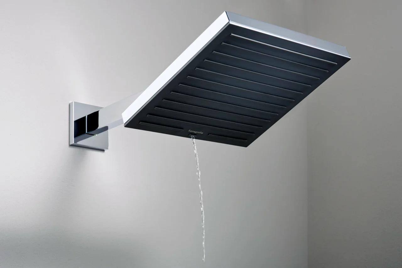 Hansgrohe Pulsify E Kopfbrause 260x260 mm, Chrom – PowderRain Strahlart, 11,7 l/min Durchfluss, Fast Drain ab 10° Schrägstellung