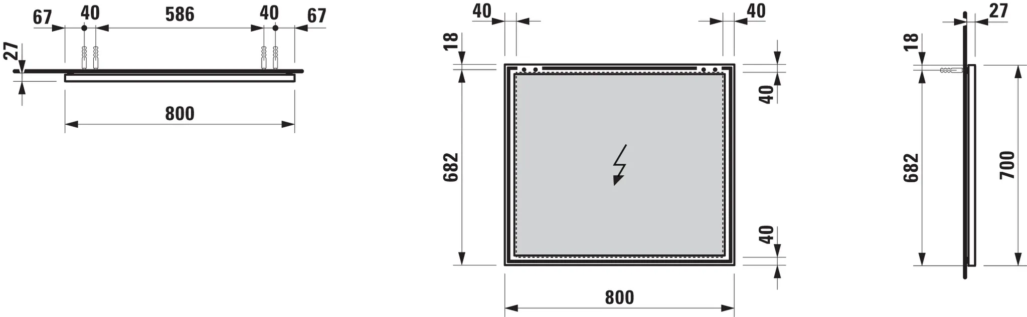 Laufen Spiegel „FRAME 25“ in Aluminium, schwarz matt