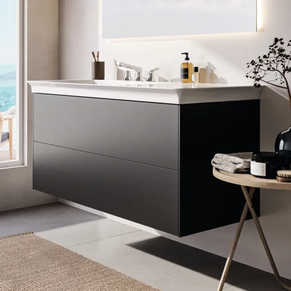 Ideal Standard Waschtischunterschrank „Conca“ 120 × 54,8 × 50,5 cm Eiche geflammt Furnier Ideal Standard Waschtischunterschrank „Conca“ 120 × 54,8 × 50,5 cm Eiche geflammt Furnier