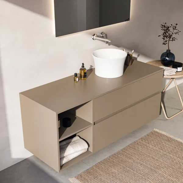 Ideal Standard Waschtischunterschrank Finesse 1402x505x558mm Greige matt Ideal Standard Waschtischunterschrank Finesse 1402x505x558mm Greige matt