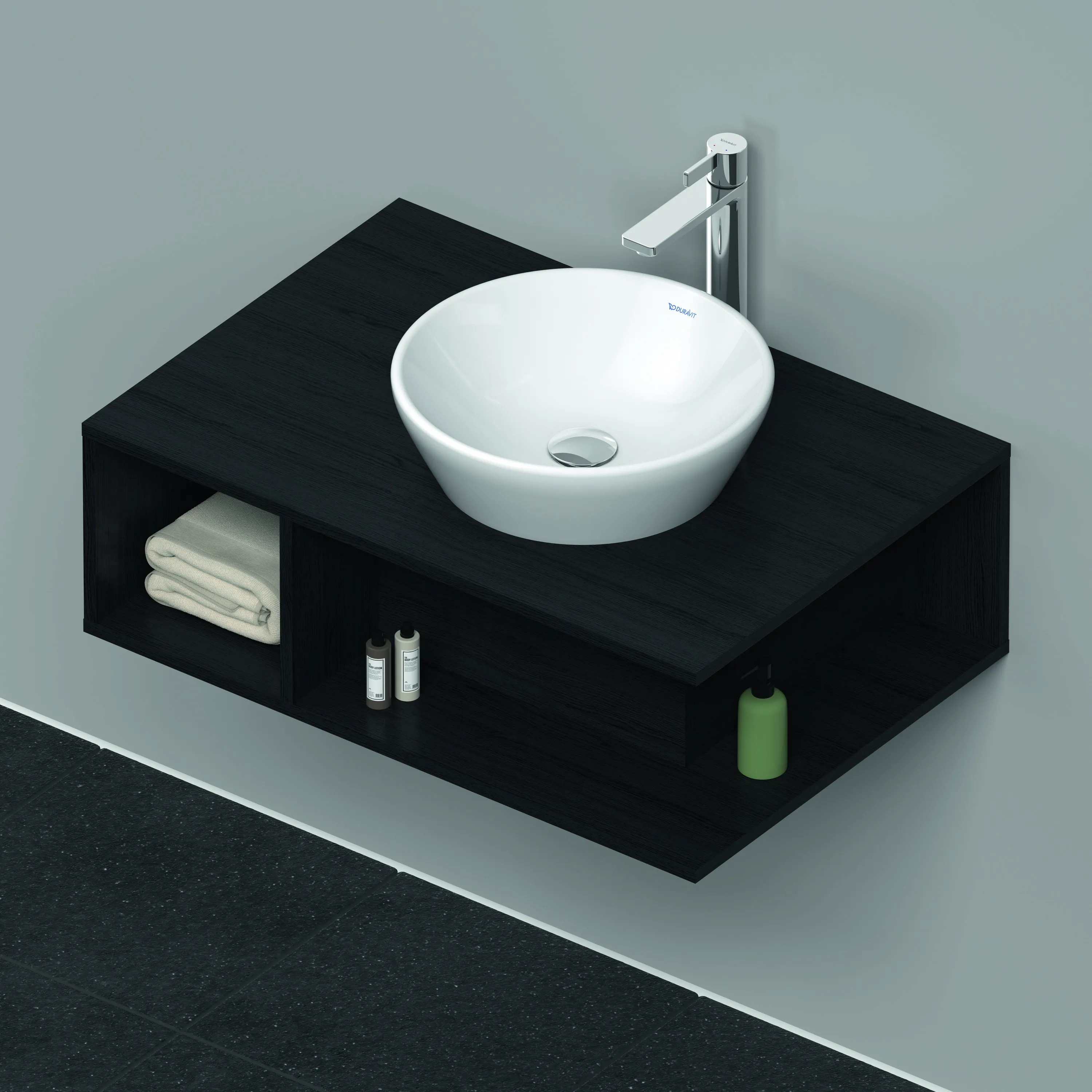 Duravit Waschtischunterschrank wandhängend „D-Neo“ 80 × 26 × 55 cm Eiche Schwarz