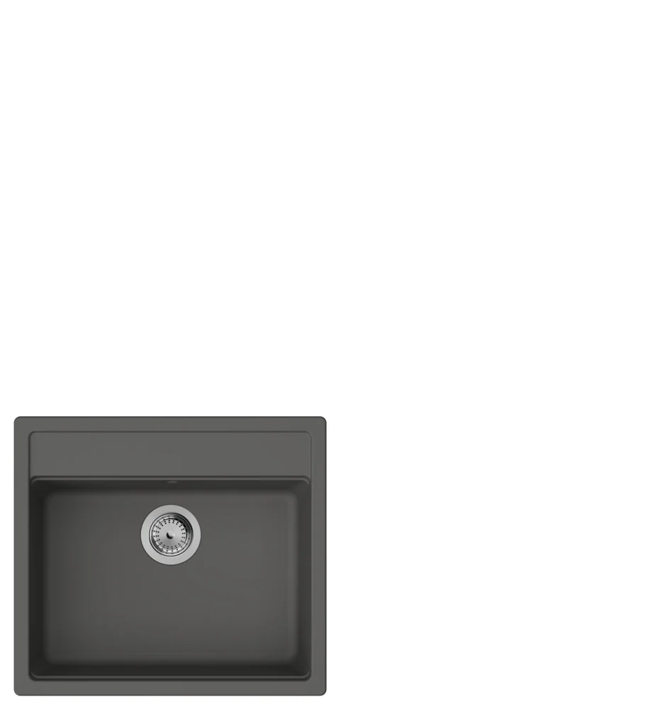 Hansgrohe Einbauspüle S520-F510 Steingrau, automatische Ablaufgarnitur mit Siphon, Ausschnitt 550 x 490 mm, SilicaTec, Beckentiefe 180 mm