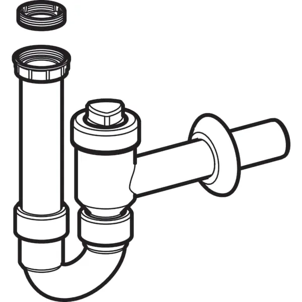 Rohrbogengeruchsverschluss für Waschbecken, absperrbar, mit Rückflussverhinderung, Abgang horizontal: d=40mm, G=1 1/2″, weiß-alpin Rohrbogengeruchsverschluss für Waschbecken, absperrbar, mit Rückflussverhinderung, Abgang horizontal: d=40mm, G=1 1/2″, weiß-alpin