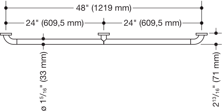 Haltegr.m.3. Stütze (USA), S. 801, Achsmaß 48 inch reinweiß