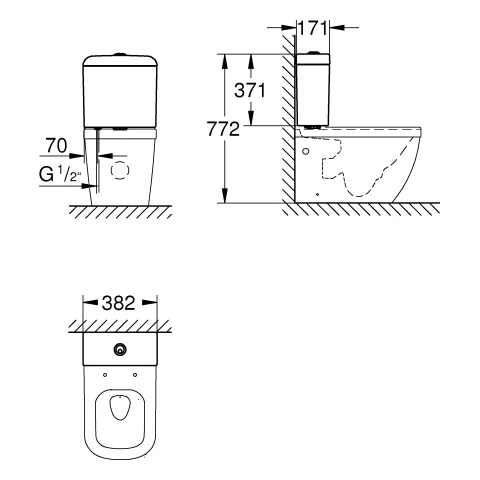 Grohe Aufputzspülkasten Euro Keramik 39332, Anschluss von unten, alpinweiß Grohe Aufputzspülkasten Euro Keramik 39332, Anschluss von unten, alpinweiß