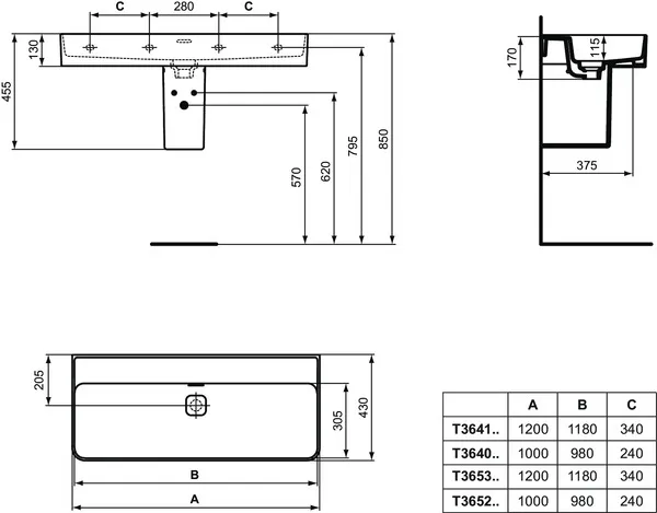 Waschbecken „StradaII“ 100 × 43 × 17 cm Waschbecken „StradaII“ 100 × 43 × 17 cm