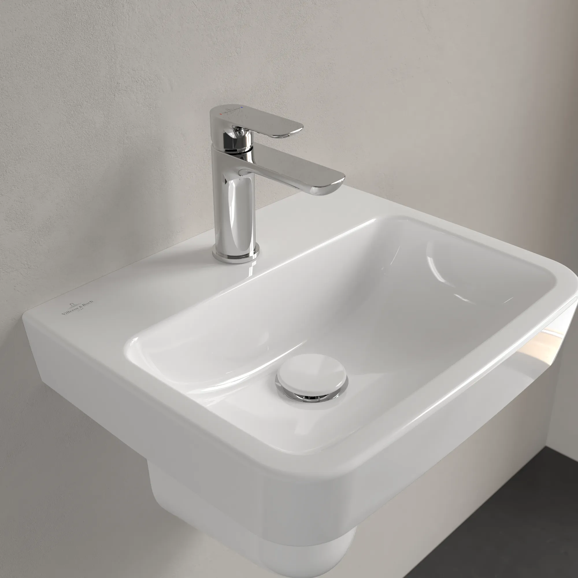 Villeroy & Boch Handwaschbecken „O.novo“ 450 × 370 × 160 mm, für Becken mittig, mit Hahnlochbohrung, Hahnlochposition mittig in Weiß Alpin Villeroy & Boch Handwaschbecken „O.novo“ 450 × 370 × 160 mm, für Becken mittig, mit Hahnlochbohrung, Hahnlochposition mittig in Weiß Alpin