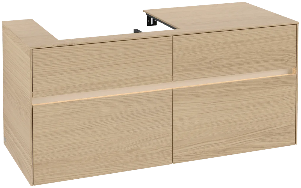 Villeroy & Boch Collaro Waschbeckenunterschrank C082B0, 1200 x 548 x 500 mm, links, mit LED-Beleuchtung Villeroy & Boch Collaro Waschbeckenunterschrank C082B0, 1200 x 548 x 500 mm, links, mit LED-Beleuchtung