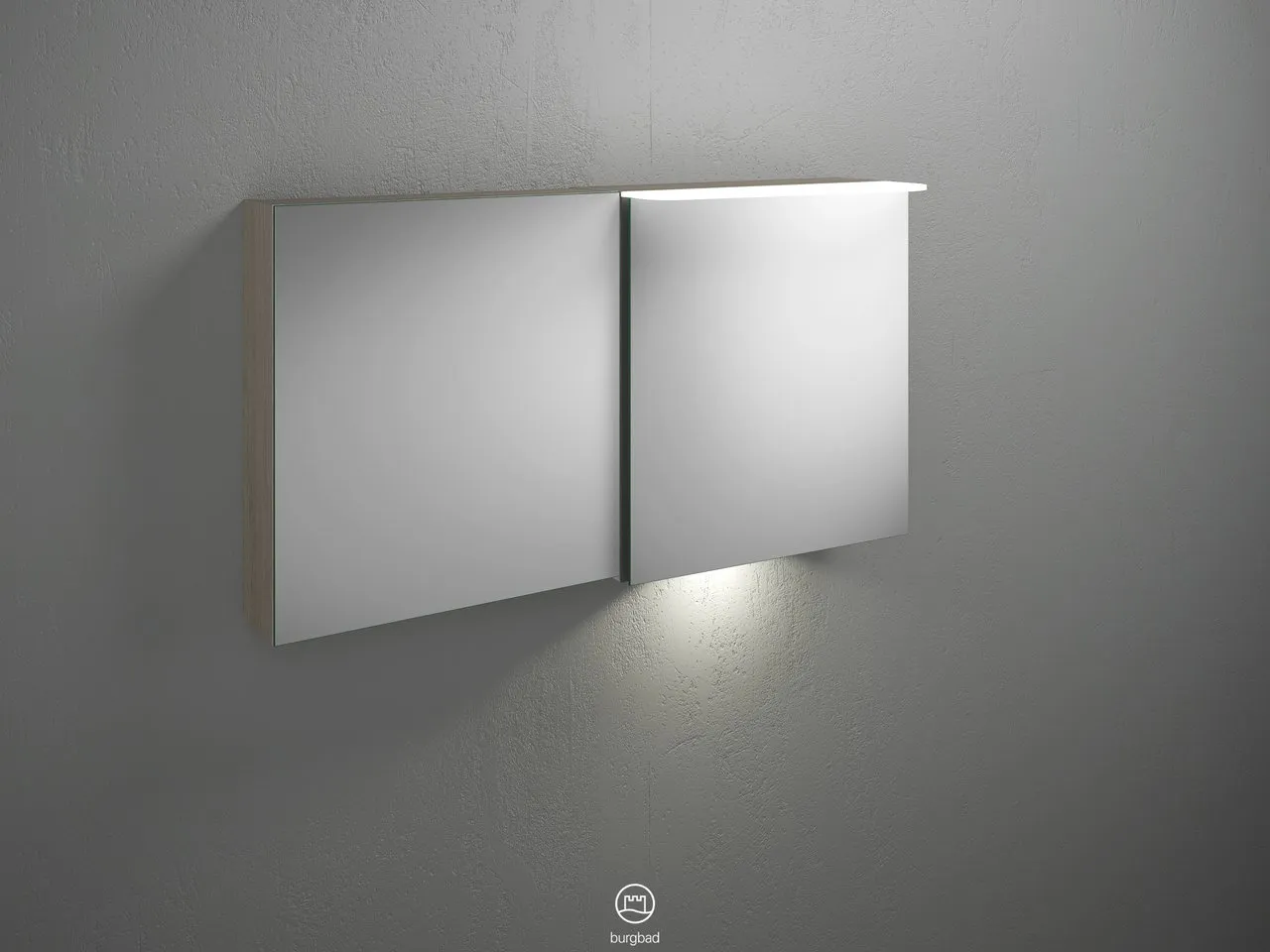 Burgbad Spiegelschrank Badu SFUB120, 310x1200x665 mm, LED-Aufsatzleuchte 4200 K, Schalter-Steckdosenelement, Glaseinlegeböden