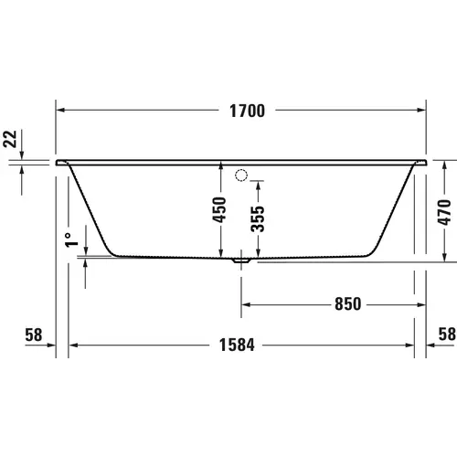 Badundu Badewanne rechteck 1700 × 750 mm, Mittelablauf Badundu Badewanne rechteck 1700 × 750 mm, Mittelablauf