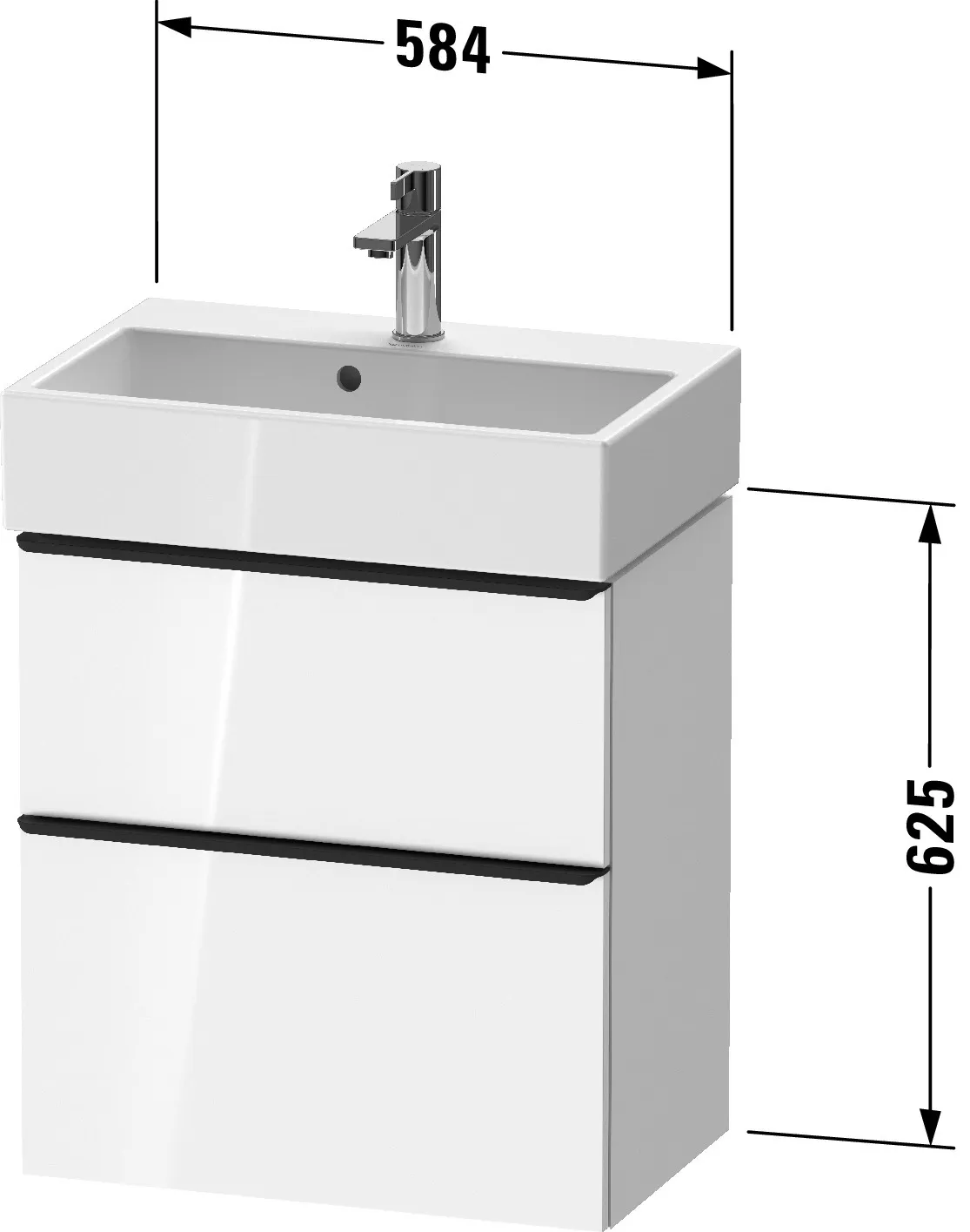 Duravit Waschtischunterschrank wandhängend „D-Neo“ 58,4 × 62,5 × 37,2 cm in Weiß Matt