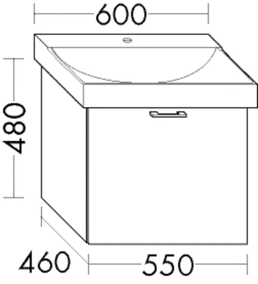 Waschtischunterschrank Sys30 von burgbad – 1 Auszug, 460 x 550 x 480 mm, Geberit Xeno2 500.530