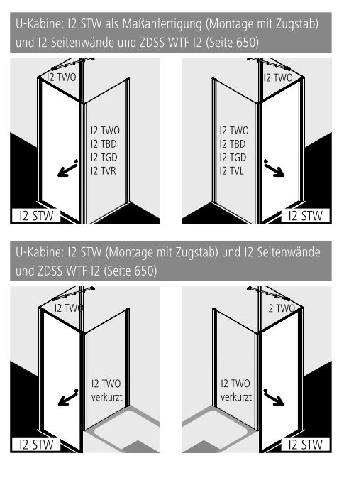 Kermi Duschtür mit Schwingtür „IBIZA 2000“ 175 cm Glas Klar, Profile Weiß (RAL 9016), Anschlag links und rechts, Drehtür einteilig