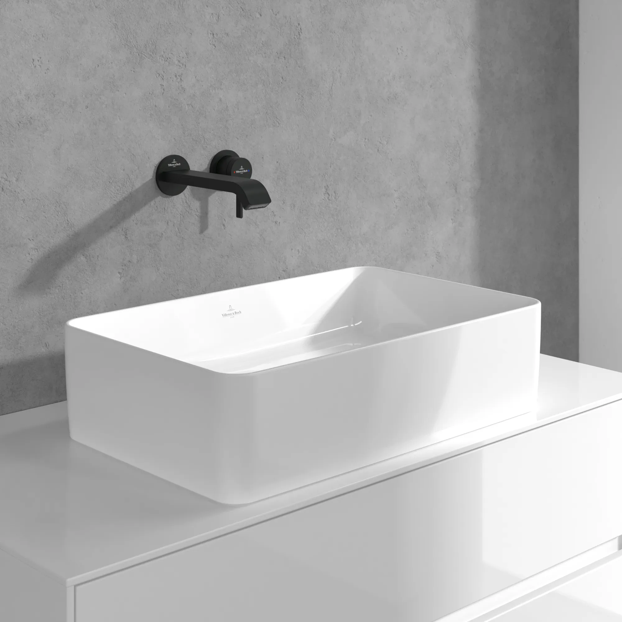 Villeroy & Boch Einhebel-Waschtischarmatur Dawn, 60x60x201 mm, Matt Black, AirPlus, SmartPressure, Wandmontage Villeroy & Boch Einhebel-Waschtischarmatur Dawn, 60x60x201 mm, Matt Black, AirPlus, SmartPressure, Wandmontage