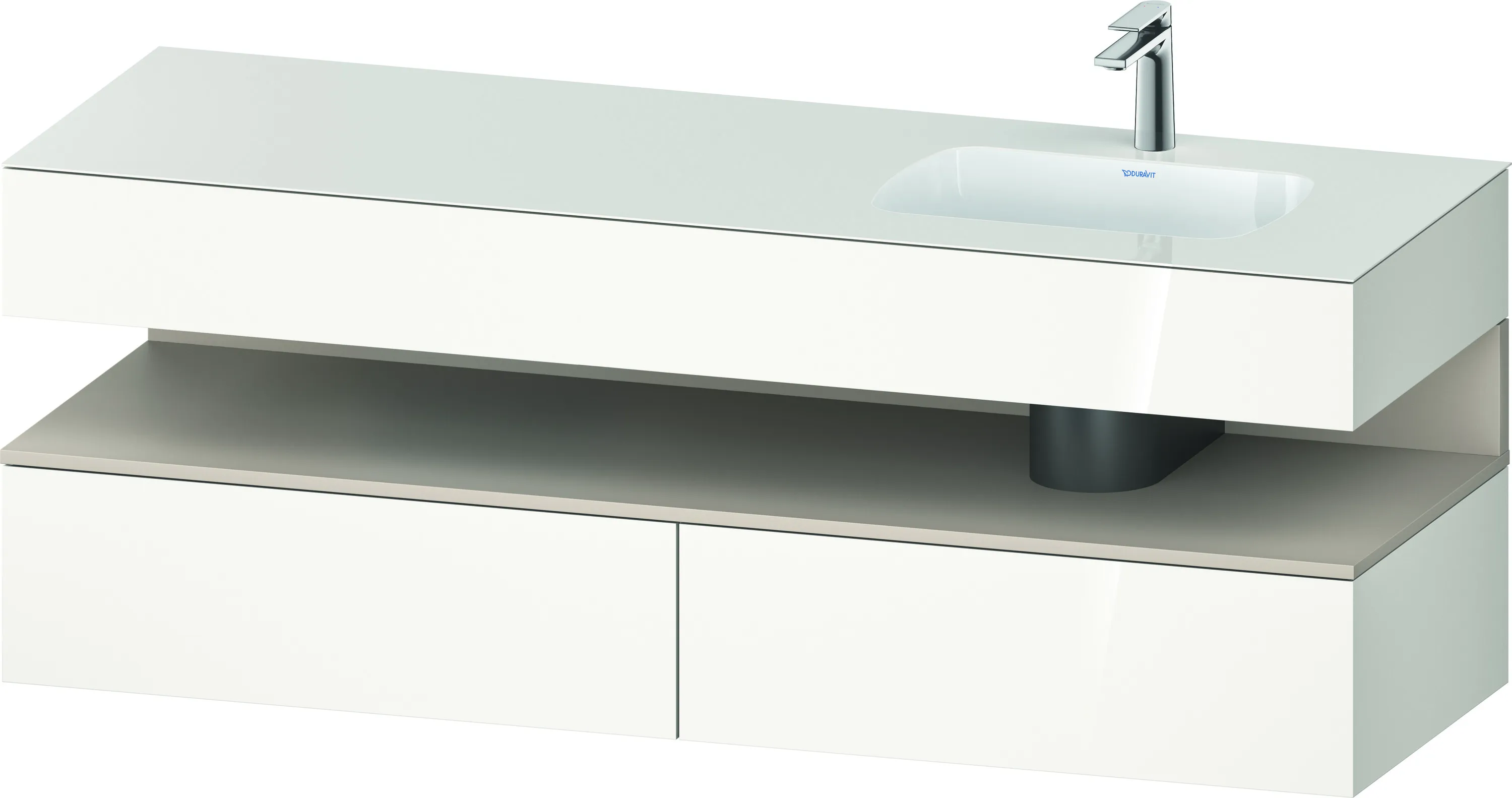 Einbauwaschtisch mit Konsolenwaschtischunterbau „Qatego“ 160 × 55 × 60 cm, ohne Beleuchtung