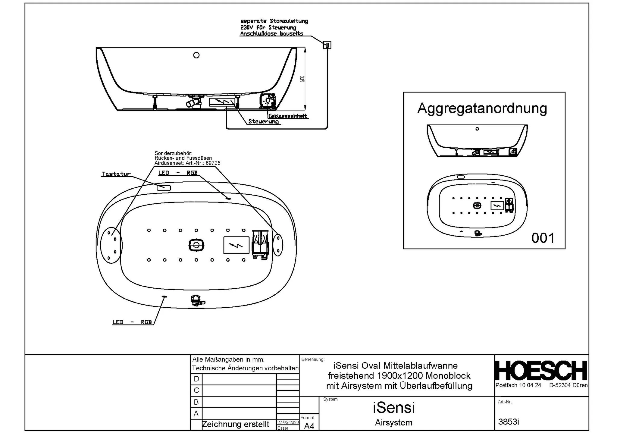 Hoesch Whirlwanne „iSensi“ Monolith mit Airsystem „iSensi“ freistehend oval 190 × 120 cm in Weiß (glänzend) / Schwarz (matt) Hoesch Whirlwanne „iSensi“ Monolith mit Airsystem „iSensi“ freistehend oval 190 × 120 cm in Weiß (glänzend) / Schwarz (matt)