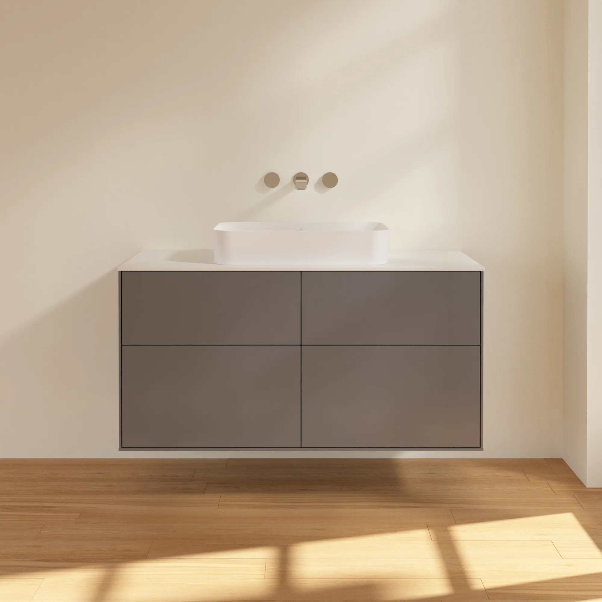 Villeroy & Boch Waschtischunterschrank „Finion“ für Schrankwaschtisch 1200 × 603 × 501 mm Anthracite Matt Lacquer, für Becken mittig, ohne Hahnlochbohrung Villeroy & Boch Waschtischunterschrank „Finion“ für Schrankwaschtisch 1200 × 603 × 501 mm Anthracite Matt Lacquer, für Becken mittig, ohne Hahnlochbohrung