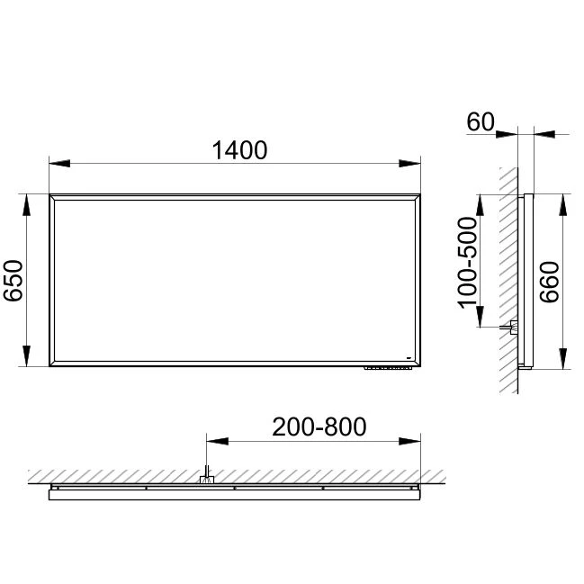 KEUCO ROYAL LUMOS Lichtspiegel 1400x650x60mm schwarz-eloxiert KEUCO ROYAL LUMOS Lichtspiegel 1400x650x60mm schwarz-eloxiert