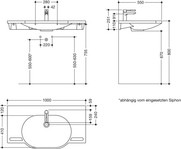 HEWI Produktset Waschtisch und Armatur, alpinweiß, 1000x550 mm HEWI Produktset Waschtisch und Armatur, alpinweiß, 1000x550 mm