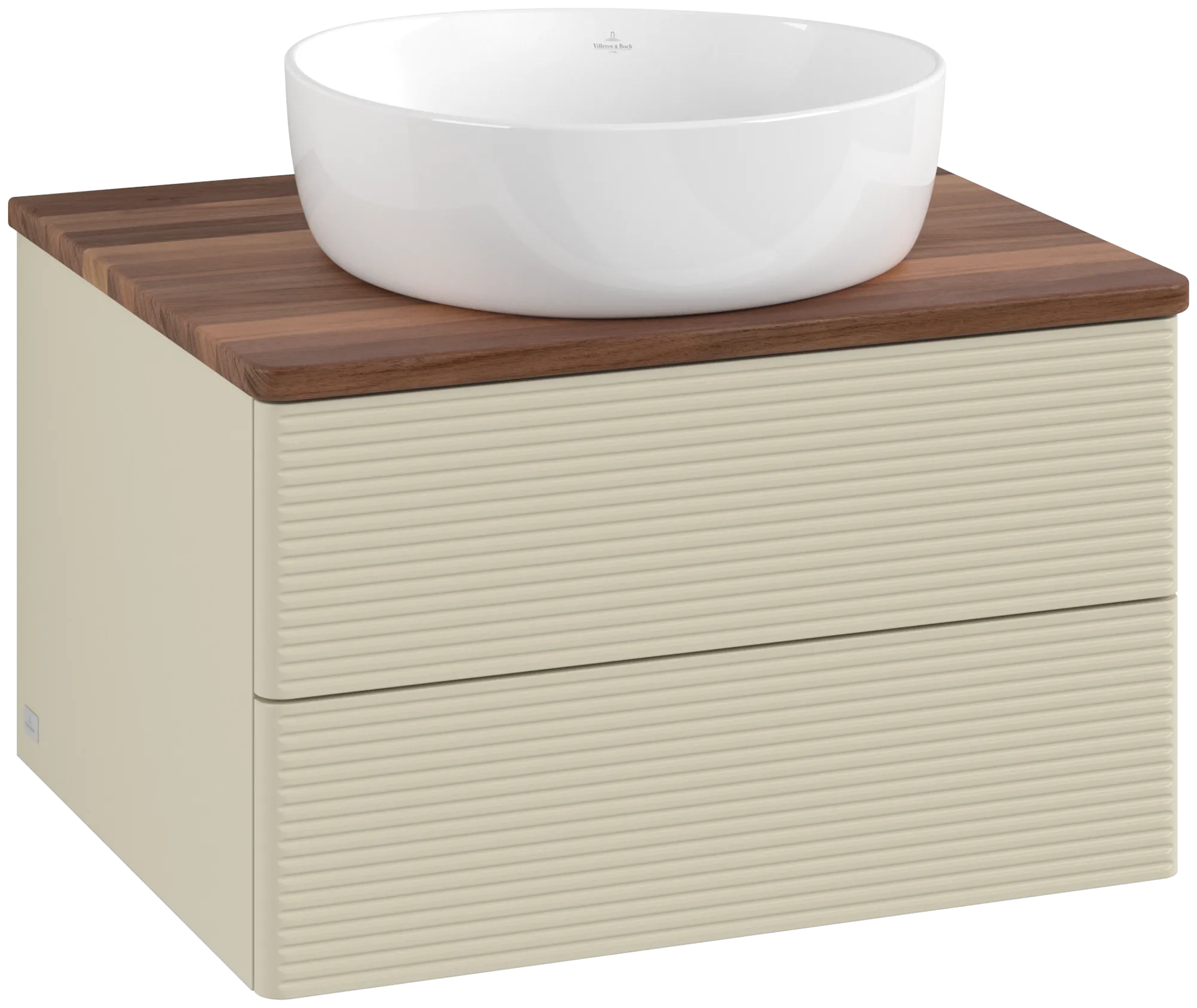 Villeroy & Boch Antao Waschbeckenunterschrank K18_1, 600 x 360 x 500 mm, Silk Grey Matt Lacquer / Warm Walnut
