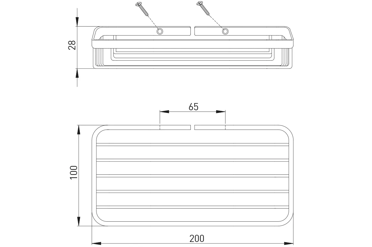 ASW Seifenkorb, Befestigung verdeckt 100 × 200 × 29 mm
