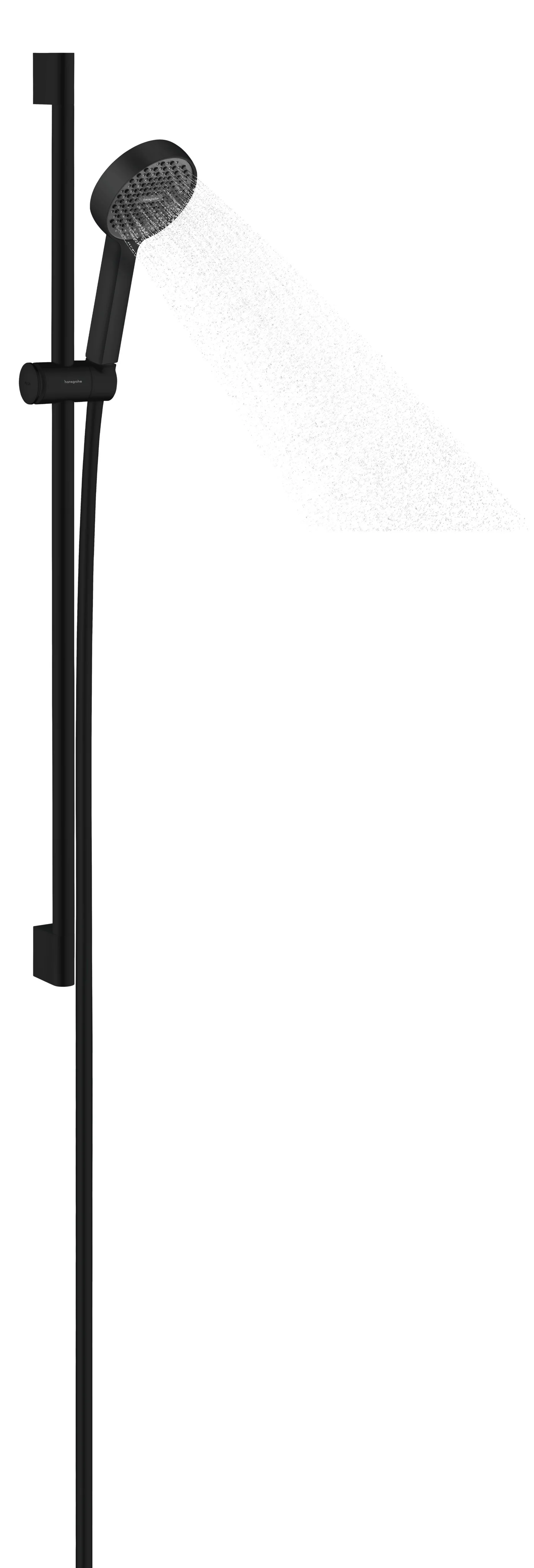 Hansgrohe Activera S Brauseset 95 1jet EcoSmart, mattschwarz, Brausestange 90 cm, Rain Strahl, FlexPower, QuickClean+, Durchflussregler 8 l/min, Mindestflieβdruck 0,5 bar