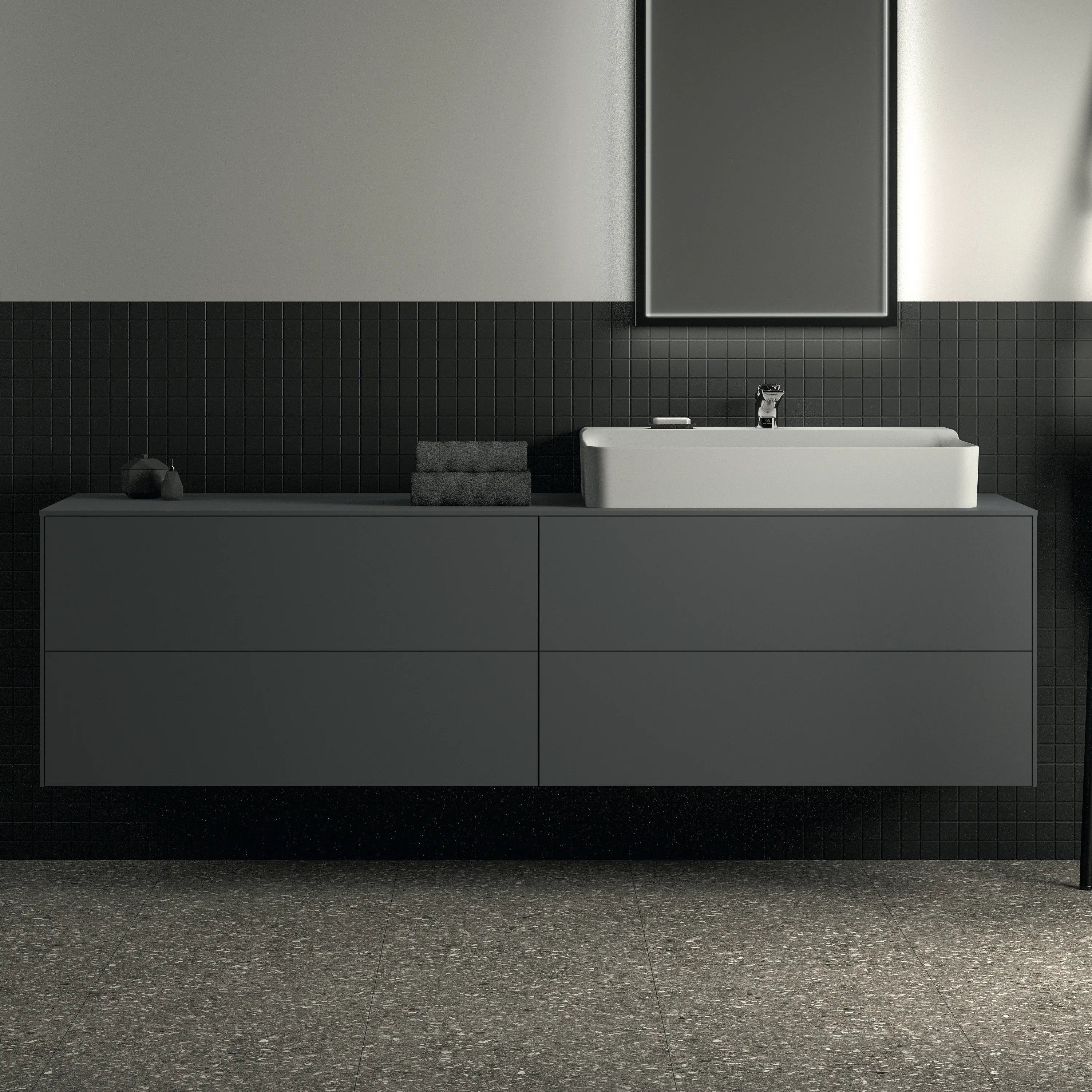 Ideal Standard Waschtischunterschrank Conca, 4 Auszüge, Anthrazit